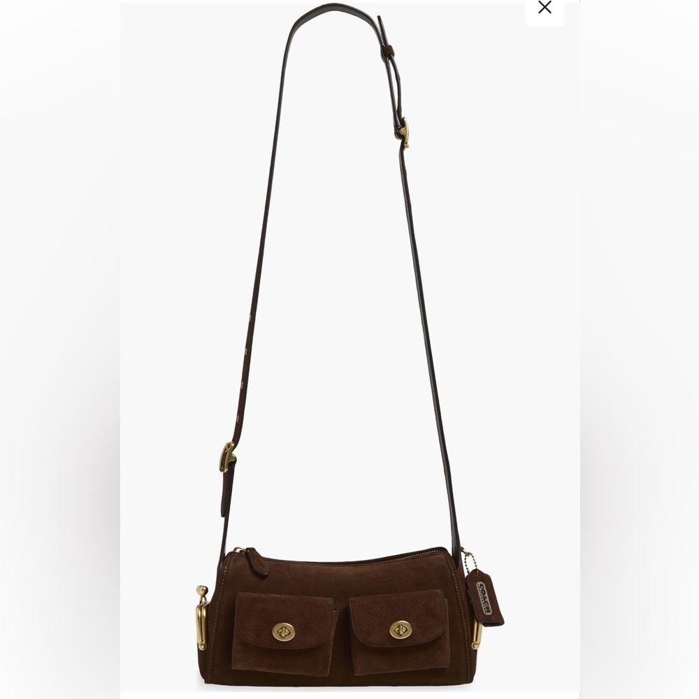 Turnlock Mini Haversack Suede Shoulder Bag